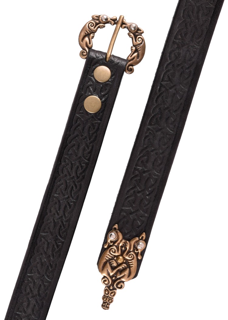 foto Leather belt in celtic design, black